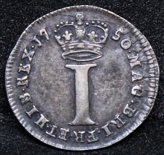 1 Penny (maundy issue) 1750, George II. Error-die clash. S.3715