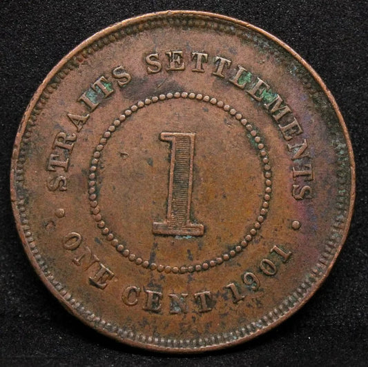 1 cent 1901 straits settlements. Queen victoria. KM-16 VF