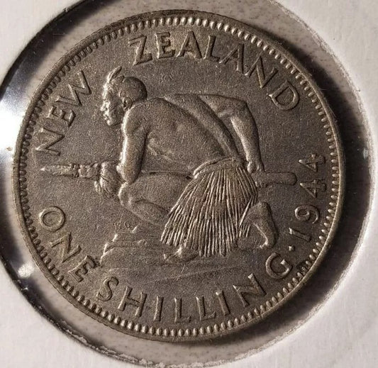1944 New Zealand Shilling George VI, EF Low Mintage 480k