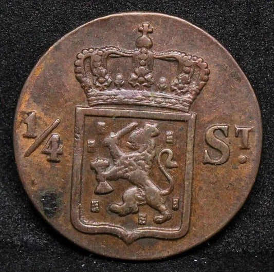 1/4 Stuiver 1836. Netherlands East indies. KM-287. EF