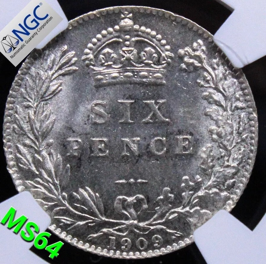 1909 6 pence , Edward VII. S.3983. UNC NGC MS64 SOLD..
