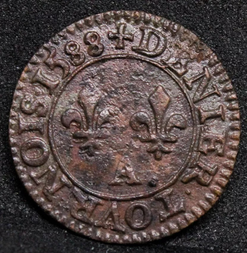 Denier Tournois 1588- France, Henri III. CGKL#?132 higher grade