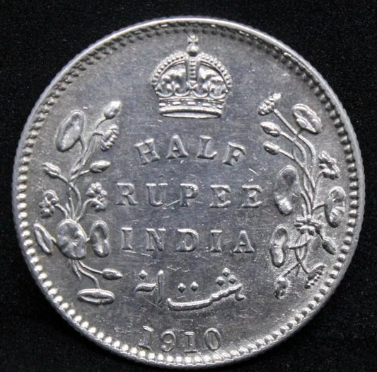 half rupee 1910 (C). British-India. Edward VII. KM-507 aUNC