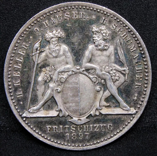 SWITZERLAND, Silver medal, inauguration of Luzern station 1897. UNC+Cameo