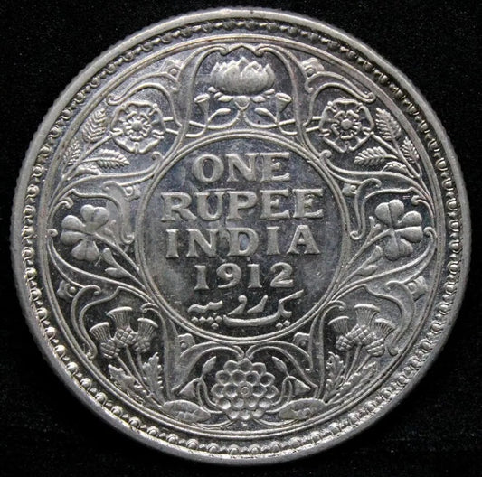 1912 -B Rupee, British-India. King George V. KM-524 UNC