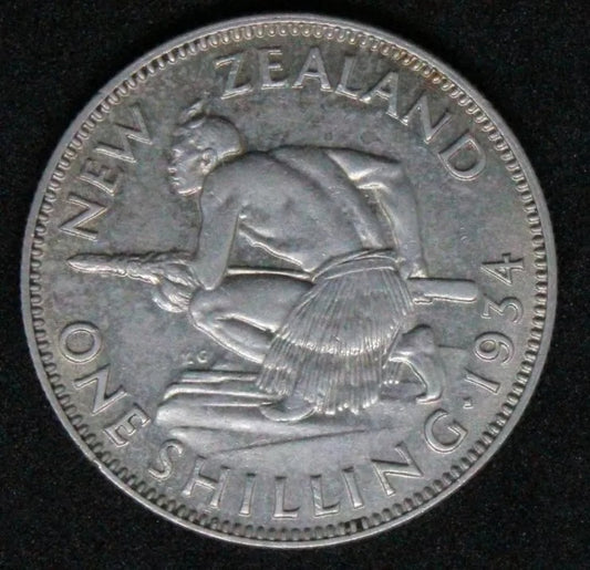 1934 Shilling New Zealand, George V. aEf/EF