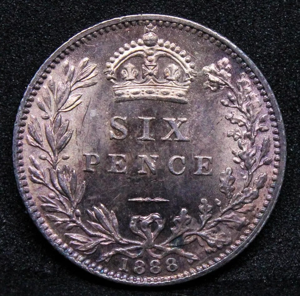 6 pence 1888. Queen Victoria Veiled head. S.3929. UNC