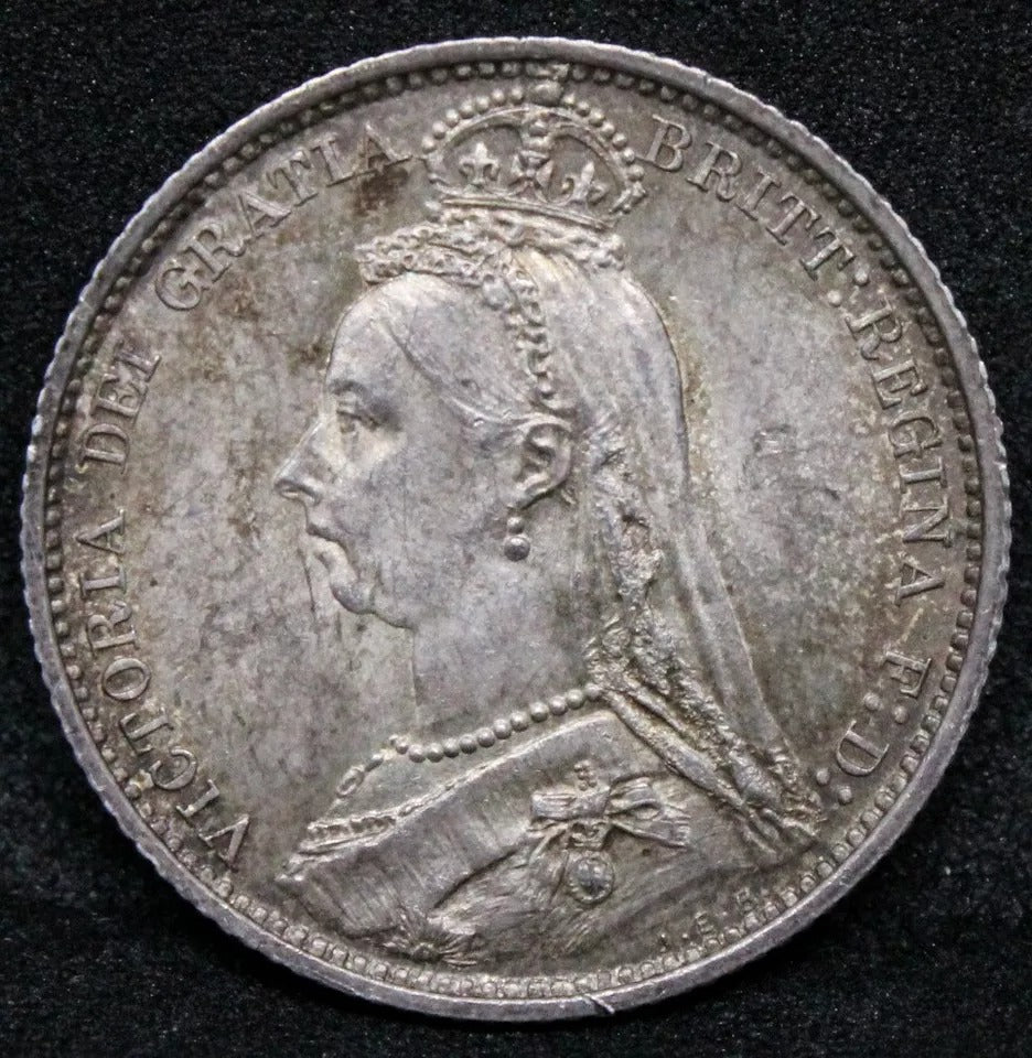 1887 withdrawn 6 (six) pence. Queen Victoria. UNC