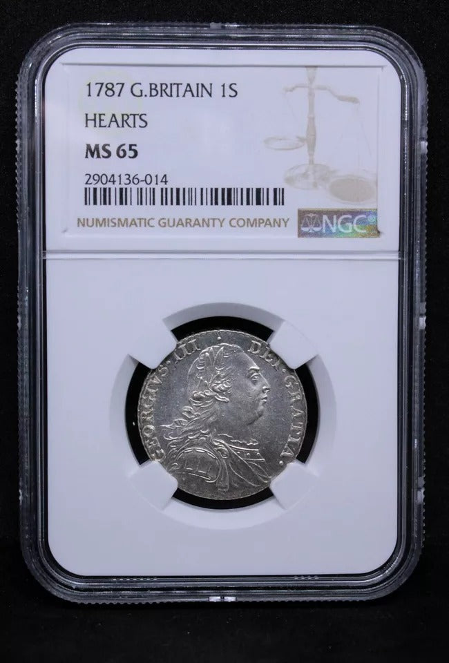 1 Shilling 1787 (with hearts) George III. S.3746. BU NGC MS65 Top pop 1/0