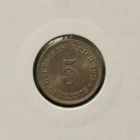 1875 Germany - Empire 5 Pfennig KM# 3 Mintmark C UNC
