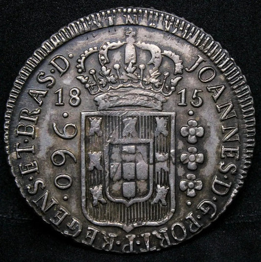 1815 960 Reis Brazil Joao Prince Regent KM.307, UNC. struck on Ferd Mo 8 Reales