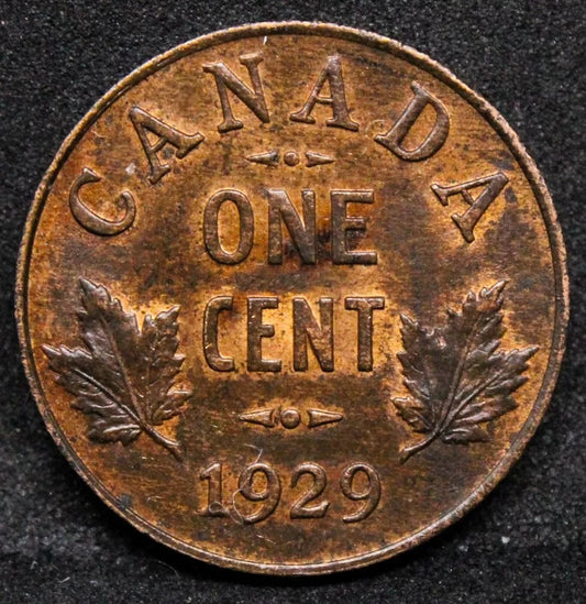 1 cent 1929, Canada George V. KM-28. BU+Lustre