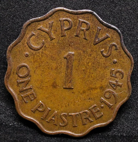 1 Piastre 1945. Cyprus George VI. KM-23a Key date UNC