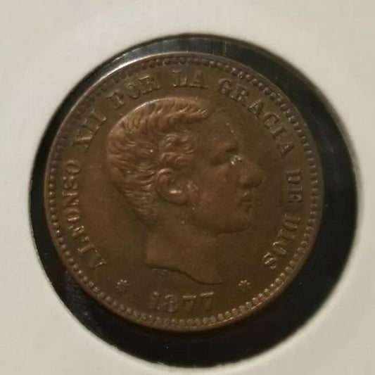 1877 Spain 5 Centimos KM 674 Alfonso XII aUNC