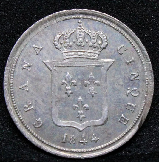 5 Grana 1844 - Ferdinando II - Kingdom of the Two Sicilies. KM-326 UNC