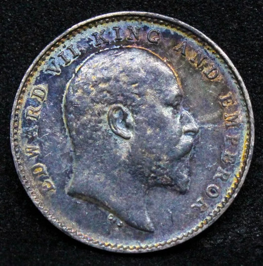 1908 India-British 2 Annas George V KM 505 EF +colour