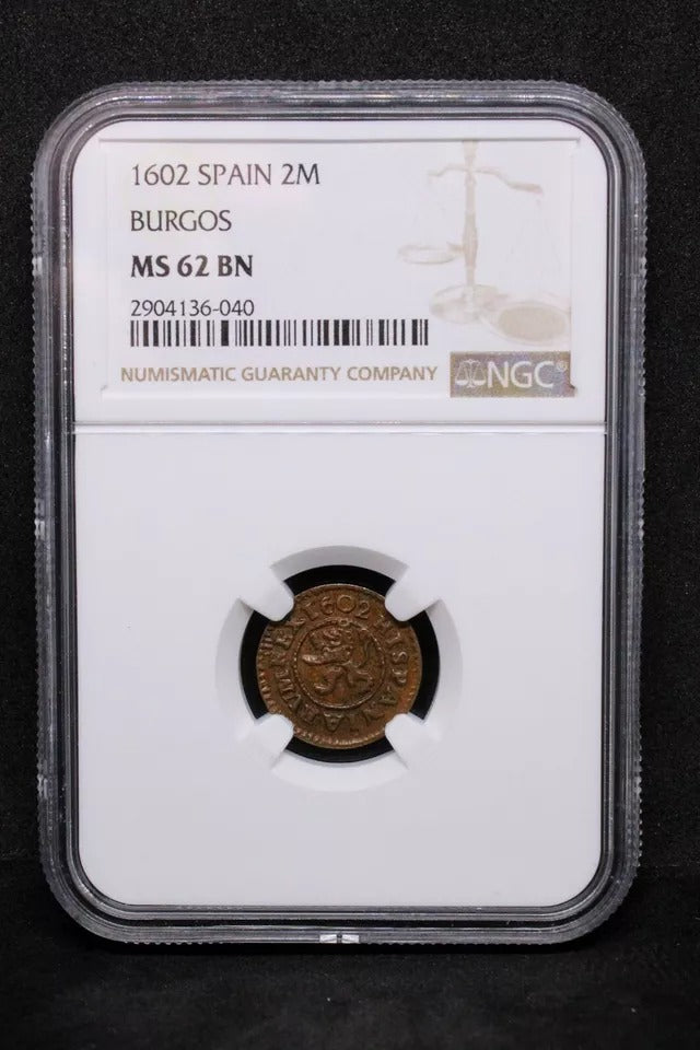 8 Maravedis 1663-M - Felipe IV. Trujillo. KM-171. NGC MS64BN and 2 Maravedis 1602 -B Spain Felipe III. KM-3 Rare NGC UNC MS62BN