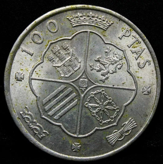 1966/68 100 Pesetas, Spain. Francisco Franco. KM-797, Silver Coin 19g of 80%