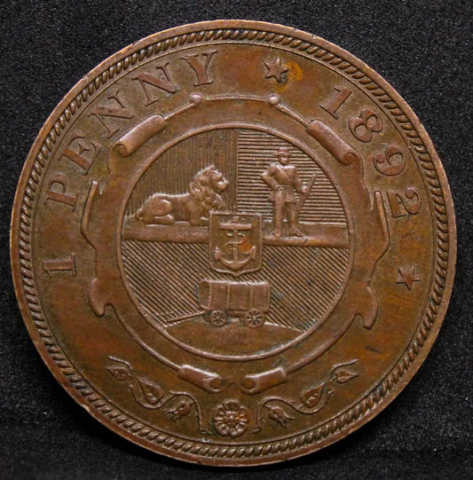 1892 South Africa Penny KM# 2 EF