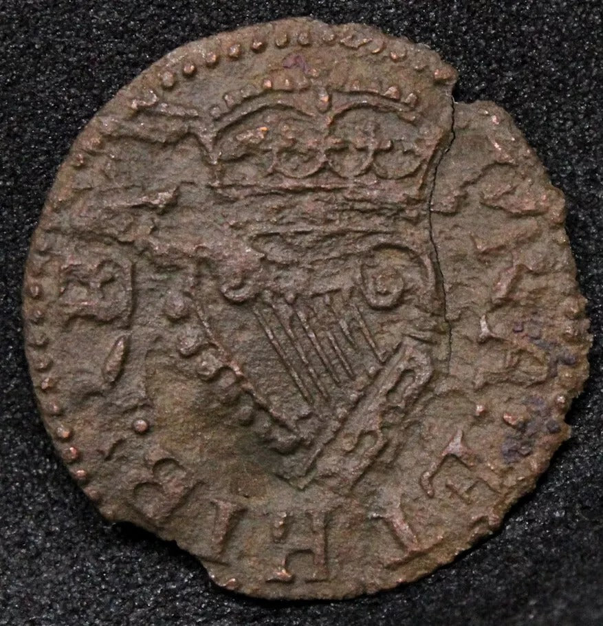 charles richmond copper farthing 1635. MM-Rose, flan crack