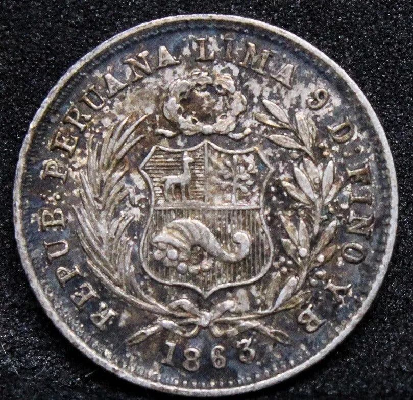 1863 1/2 Dinero, Peru. KM-189