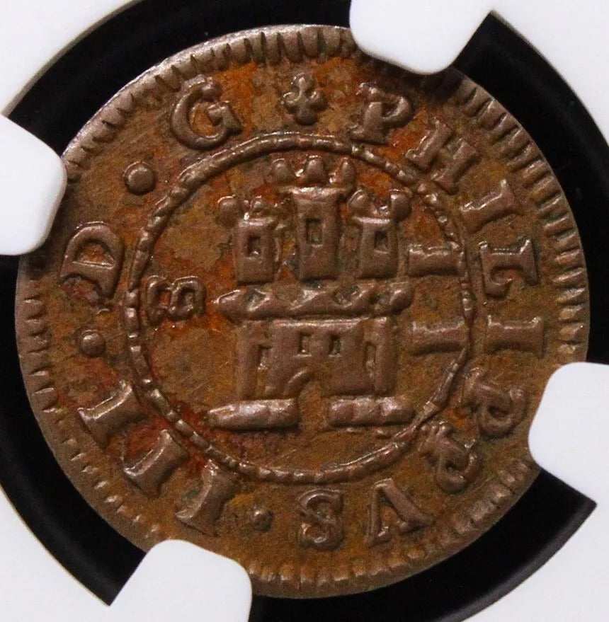 8 Maravedis 1663-M - Felipe IV. Trujillo. KM-171. NGC MS64BN and 2 Maravedis 1602 -B Spain Felipe III. KM-3 Rare NGC UNC MS62BN