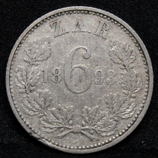 6 pence 1893 South Africa. KM-4. Key date