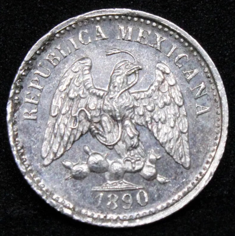5 Centavos 1890 Cn-M. Mexico silver Coin. KM-398.2 BU