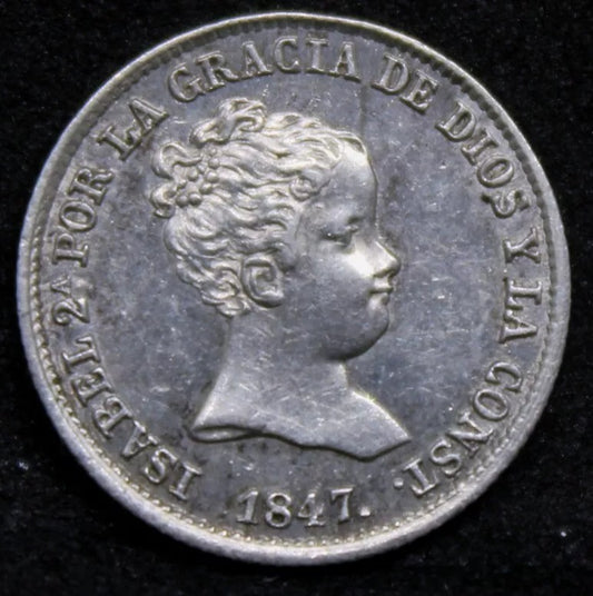 1847-CL Spain 1 Real, Isabel II. KM-518.1