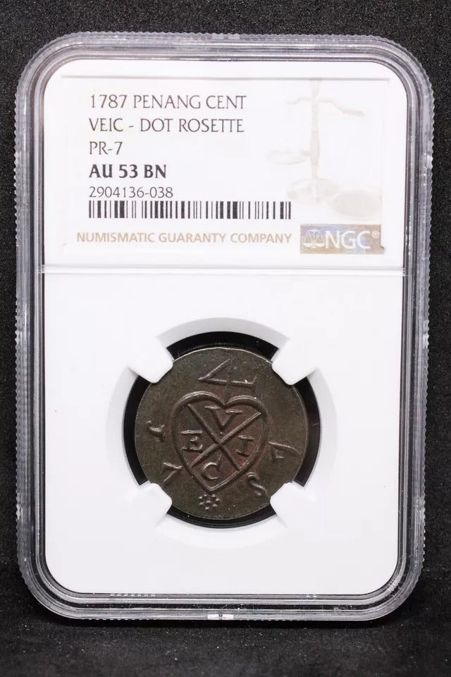 1 Cent 1787 Penang, East India Company. KM-4. NGC AU53