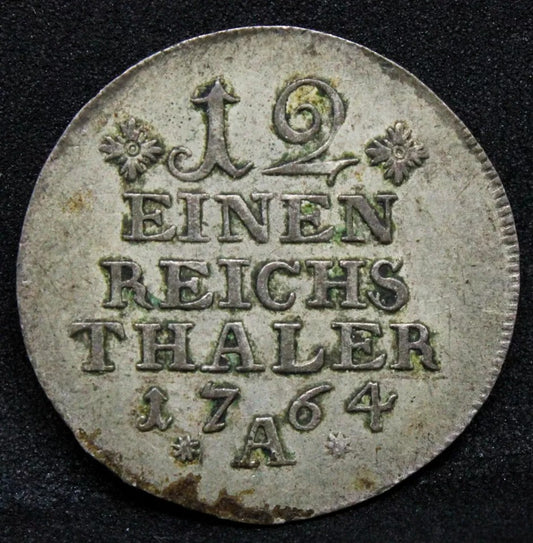 1/12 Thaler 1764-A. Prussa German States. Friedrich II. KM-298