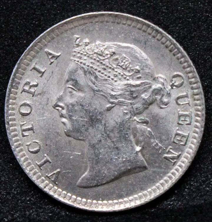 5 cents 1898, Hong Kong Queen Victoria silver coin. KM-5. UNC