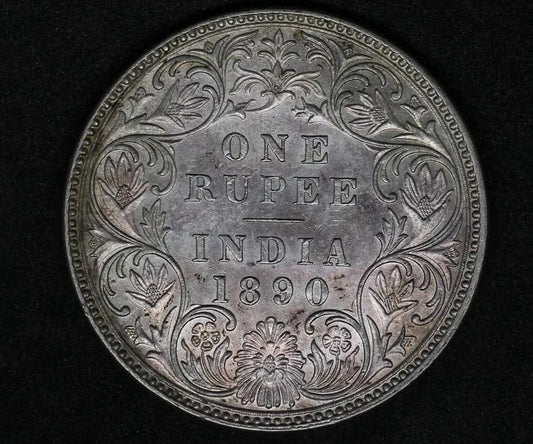1890-B Rupee, Queen Victoria, British-India. KM-492 aUNC