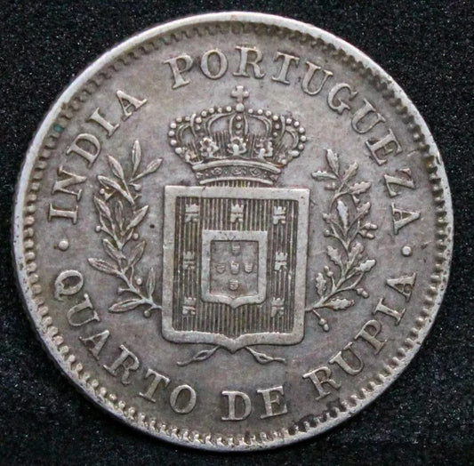 1881 Quarto De Rupia 1/4 Rupee, Portuguese India, Goa, aUNC KM-310