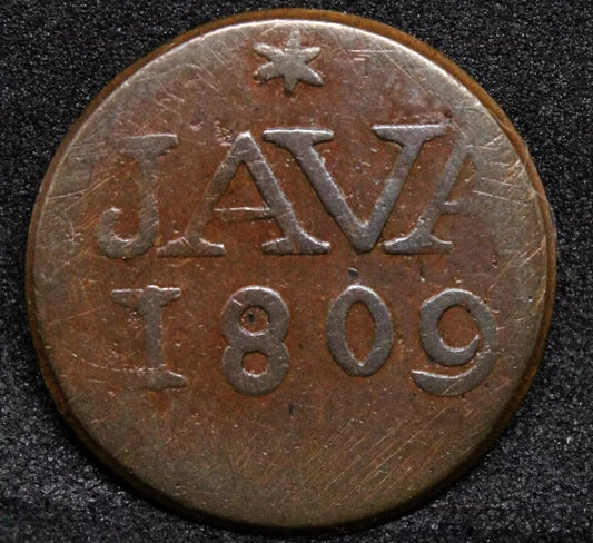 1 Duit 1809 Java, Louis Bonaparte. KM-223 rare issue good grade