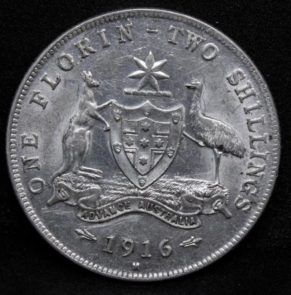 1 Florin/2 Shillings 1916-M, Australia King George V. KM-27 aUNC
