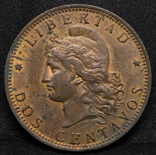 2 Centavos 1890, Argentina KM-33.