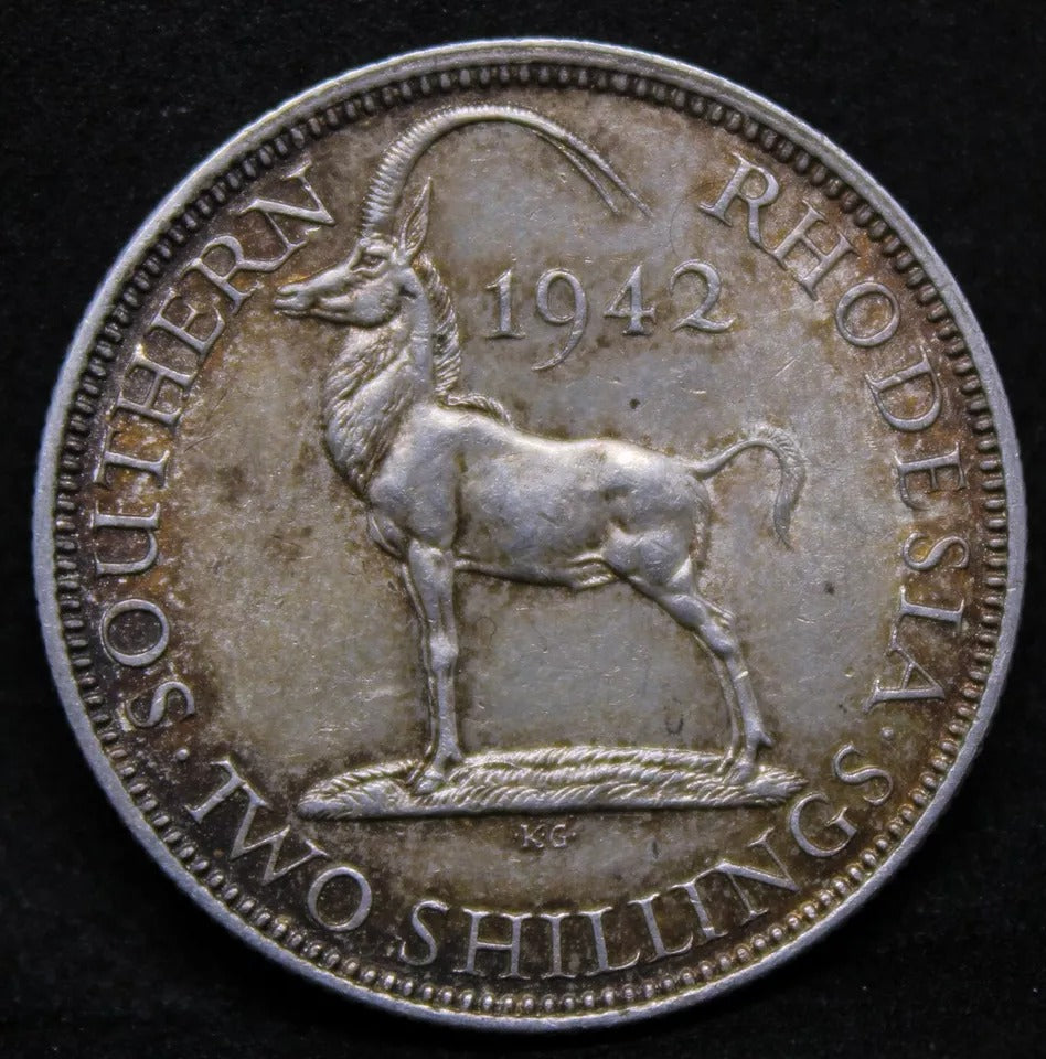 Two Shillings 1942, Southern Rhodesia. George VI. KM-19 aUNC