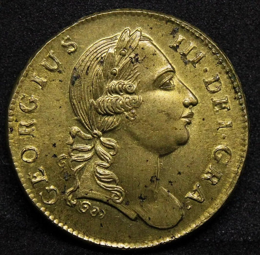 George III Brass Coin Weight for guinea. Spectacular Condition