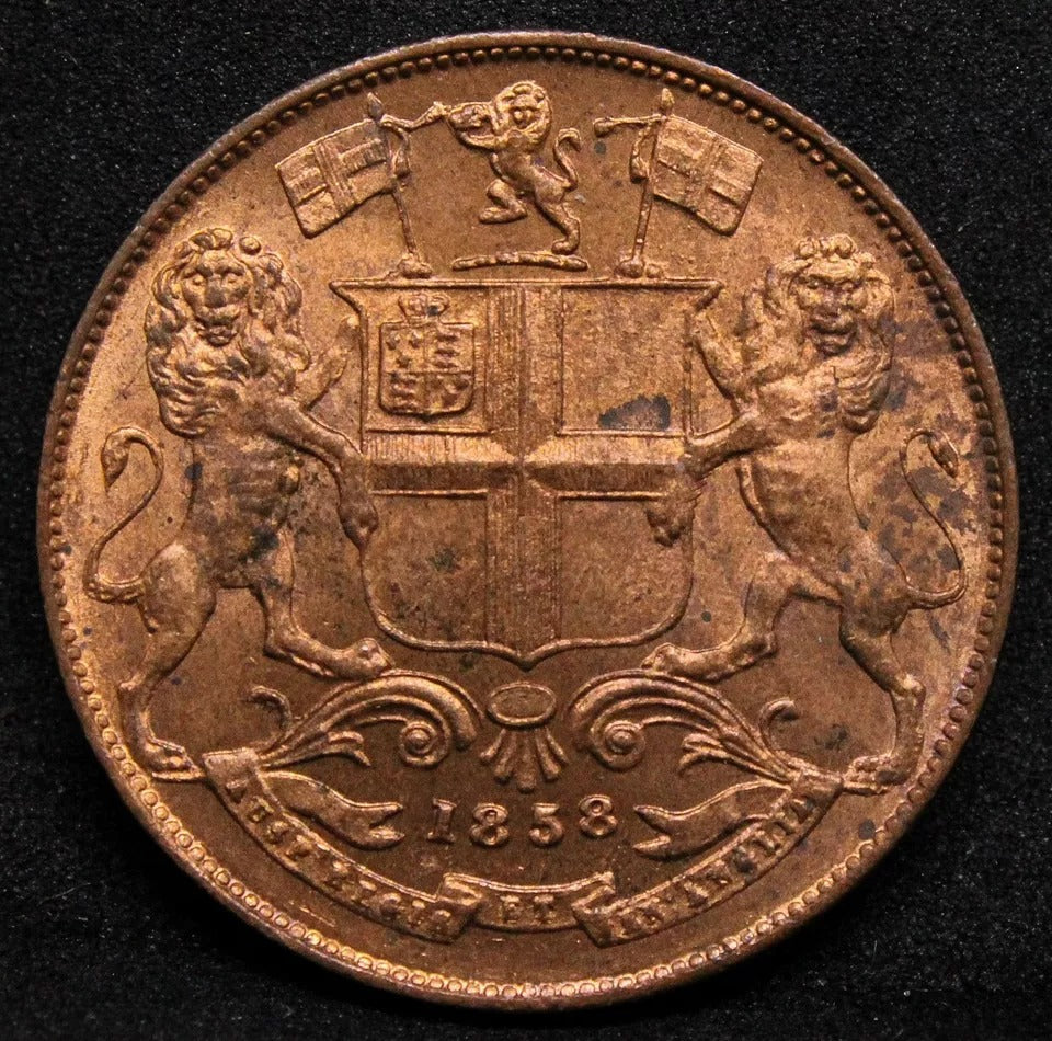 1/4 anna 1858, British-India. KM-463. UNC+Lustre NGC MS64 RD