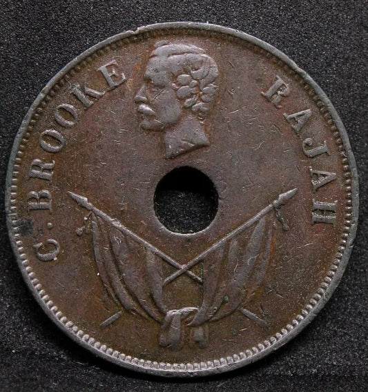 1892 -H Sarawak Cent, Charles Brooke. KM-7