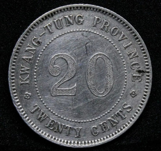20 Cents 1914 Kwangtung China/chinese Province Y-423. UNC Cleaned