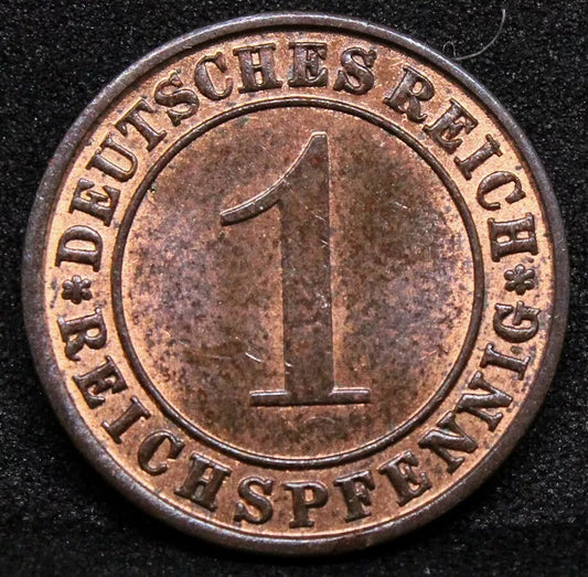 1 Reichspfennig 1936-A. German Weimar Republic. KM-37. BU