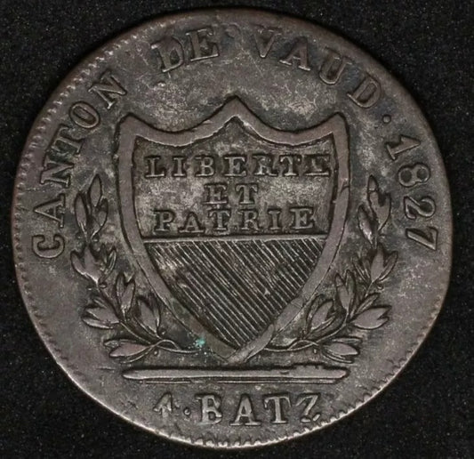 1827 1 Batzen, Canton De Vaud, Switzerland KM-20