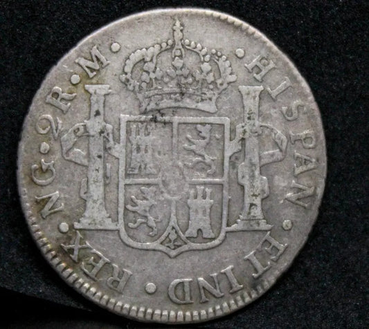 1792 NG M 2 Reales Guatemala, Charles IV, VF KM-51
